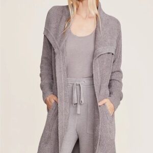 New with Tags! Barefoot Dreams Gray CozyChic Ribbed Drape Cardigan S